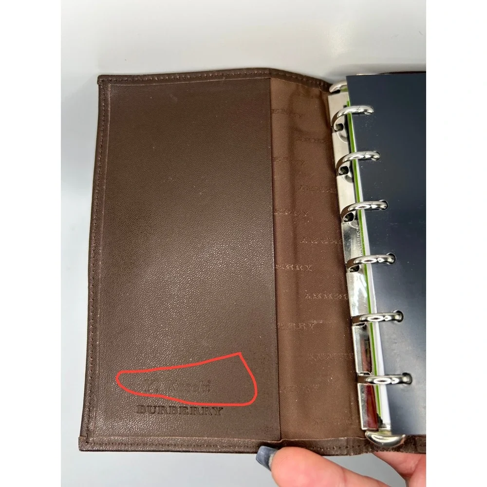 Burberry Haymarket Check Agenda Planner  Brown Leather Trim#109